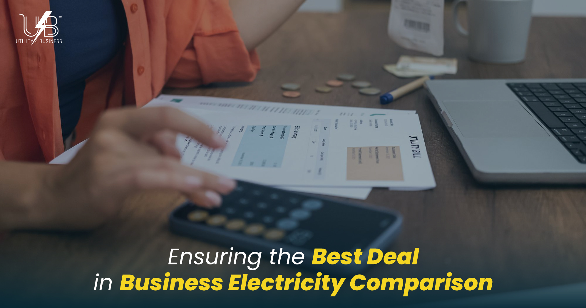 Business electricity comparison: UK SME checks utility bills with calculator to secure best deal on rates, charges, VAT